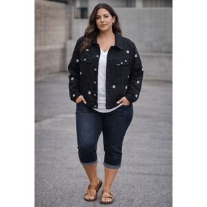 The Hundreds x Lee Black Denim Daisy Embroidered Trucker Jacket XL 112326481